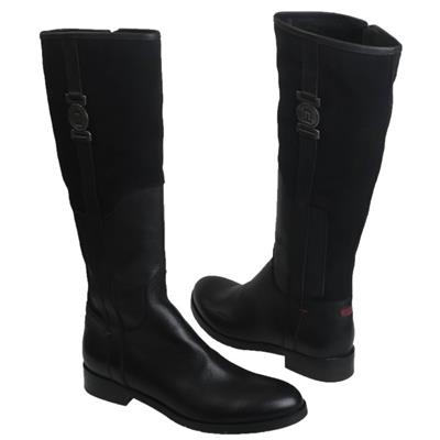 Модные кожаные черные сапоги без каблука Ne-46803 czarny 91+w