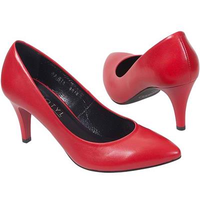 Красные туфли женские на каблуке 7,5 см. KO-744 czerwony lico