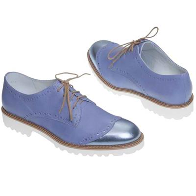 Модные кожаные женские ботинки голубого цвета SF-16717-04-Е84/F31