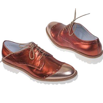 Кожаные женские ботинки рыжего цвета SF-16717-04-Е88/F15