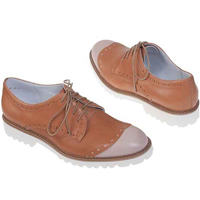 Модные кожаные женские ботинки рыжего цвета SF-16717-04-Е90/F30