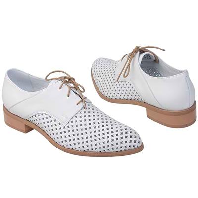 Летние кожаные женские ботинки белого цвета SF-77911-04-B99/000