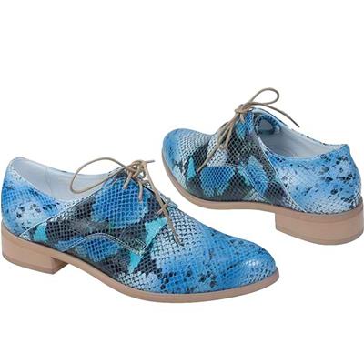 Женские ботинки синего цвета с рисунком под рептилию SF-77912-04-E85/000