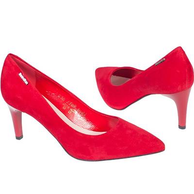 Модные красные замшевые туфли на шпильке 7 см MC-7167/914/107 rosso wel