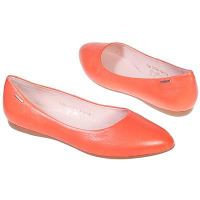 Модные кожаные женские балетки оранжевого цвета MC-7176/429/BEZ bufalo citrus