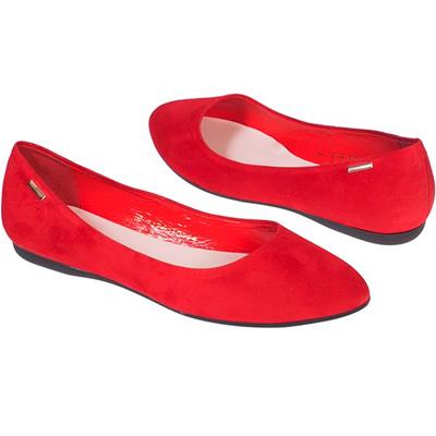 Модные замшевые женские балетки красного цвета MC-7176/429/CZA  rosso wel