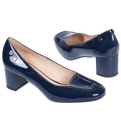 Синие лаковые женские туфли из натуральной кожи на толстом каблуке 5.5 см SZY-1472-49+92
