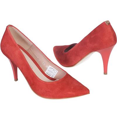 Рыжие замшевые туфли женские на шпильке 9 см Bal-747000-A84 zamsz rudy
