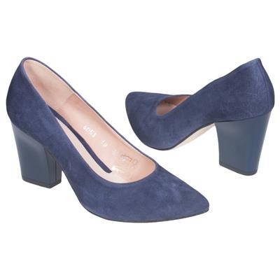 Замшевые туфли женские синего цвета на высоком каблуке 8 см Bal-605300-A52 granat zam