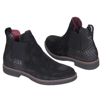 Модные черные ботинки из нубука на резинках Ns-862/N czarny wel+VBA