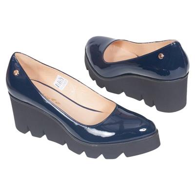 Синие женские туфли на тракторной подошве с подъемом 6.5 см Szy-1423/49