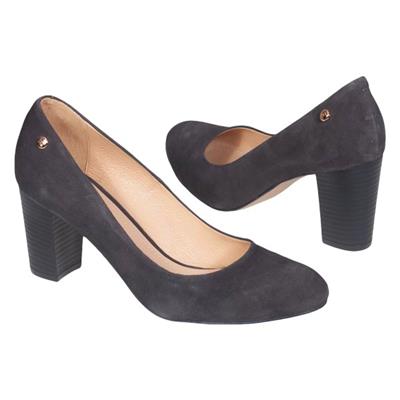 Замшевые женские туфли серого цвета на высоком каблуке 8.5 см Szy-1594/315 grey