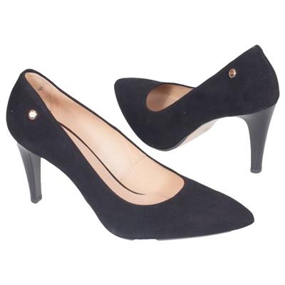Черные замшевые женские туфли на высоком каблуке 8.5 см Szy-1589/Z-1