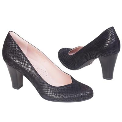 Модные черные туфли с эффектом под змею на каблуке 7 см AN-3575 czarna anakonda