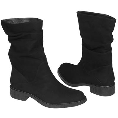 Модные черные замшевые сапоги без каблука MC-2452/ZUZA/CZA NERO wel