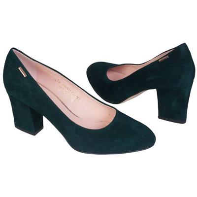 Зеленые замшевые женские туфли на клиновидном каблуке 7 см MC-7002/706/213 wel 1784