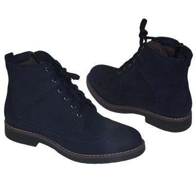 Синие женские зимние ботинки на шнурках NE-861/O granat 913