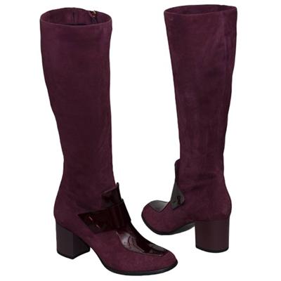 Бордовые замшевые осенние женские сапоги Lam-D01825/1453/008 chamois chianti+patent