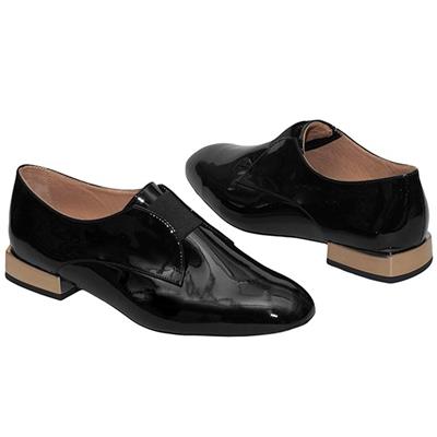 Модные лаковые женские ботинки черного цвета Lam-D01720/8321/025 black patent