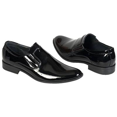 Мужские черные лаковые туфли с зауженными мысами Kw-4603-186-250-030 black
