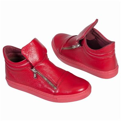 Модные кожаные красные кеды Bal-803500-C72 czerwony groch