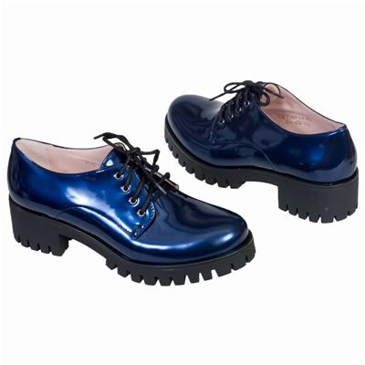 Синие женские ботинки на тракторной подошве MC-7183/247/ATE blue perla