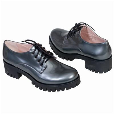 Серебристые женские ботинки на тракторной подошве MC-7183/247/ATE perla szary