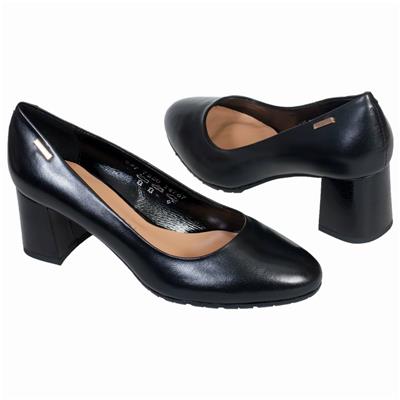 Модные черные туфли на устойчивом расклешенном каблуке 5.5 см MC-7220/925/866 NERO+KROK