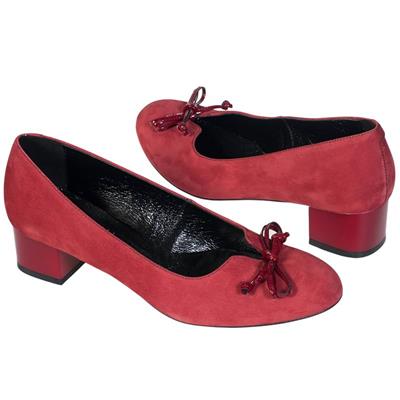 Бордовые замшевые женские туфли на низком каблуке KO-2133 bordo zamsz
