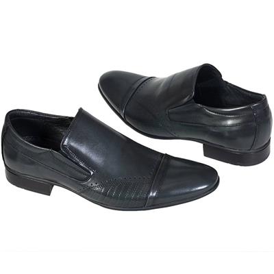 Мужские серые кожаные туфли без шнурков Kw-1893/Z-152-155-227 (SL)