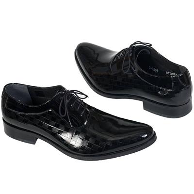 Стильные мужские лаковые туфли со шнурками C-3908 X8-S1/09 (SL)