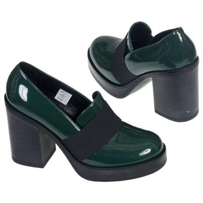 Шикарные зеленые лаковые туфли на каблуке 10 см SZY-1681-344