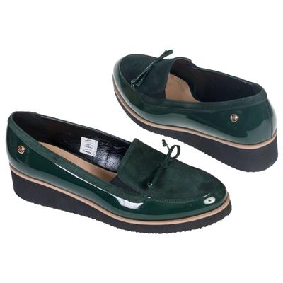 Модные зеленые женские туфли без каблука на низкой платформе SZY-1605-344+329 green