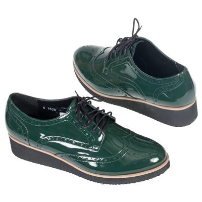 Лаковые зеленые ботинки на платформе SZY-1620-344