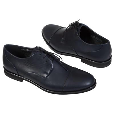 Модные синие кожаные мужские туфли на шнурках COOC-6240-0178-00S01