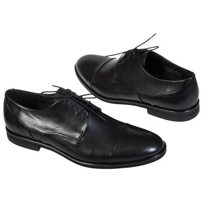Стильные черные кожаные мужские туфли на шнурках COOC-6240-0228-00S01