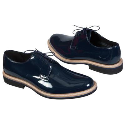Модные синие лаковые мужские туфли на шнурках. CW0C-3131-0335-00S01