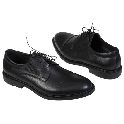 Стильные черные кожаные мужские туфли на шнурках.  COOC-5869-1085-00P09