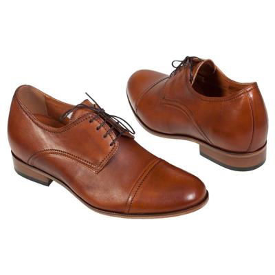 Стильные рыжие мужские туфли на каблуке 7см COOC-6239-1086-00S02