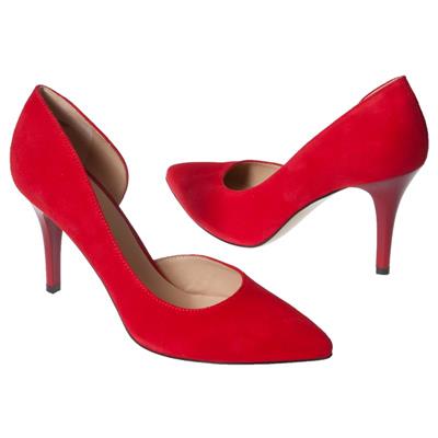 Открытые красные замшевые туфли на шпильке 9 см AN-4360 czerwony zam