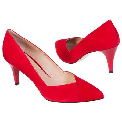 Нарядные красные замшевые туфли на каблуке 7.5 см AN-4454 czerwony zam