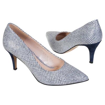 Красивые женские туфли в синюю клетку на каблуке 7.5 см Bal-903000-G77 rouge gran+gran zam