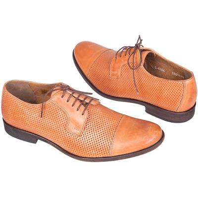 Рыжие кожаные мужские туфли на шнурках C-4104H1-S7/896