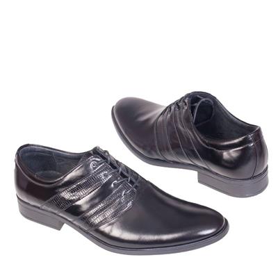 Ботинки мужские черные кожаные на шнурках Kw-4128/Z-166-176-136 (OP)