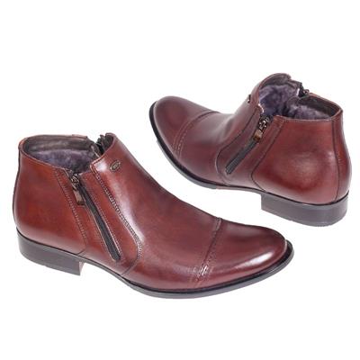 Коричневые зимние ботинки на меху с молнией Kw-2125/082-135-105/1 (OP)