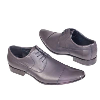 Кожаные мужские туфли серого цвета на шнурках Kw-1790/K-071-105-363 (OP)