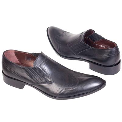 Кожаные черные мужские туфли с острым носком R-112-13.01 (OP)
