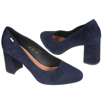 Синие замшевые женские туфли на широком каблуке 7.5 см MC-7238/831/895 granat wel