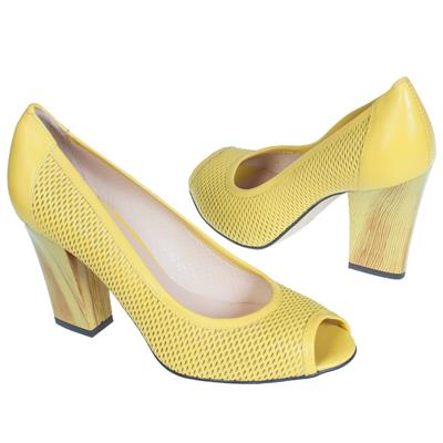 Перфорированные женские туфли с открытым мысом на каблуке 9 см MC-4122/900/214 giallo