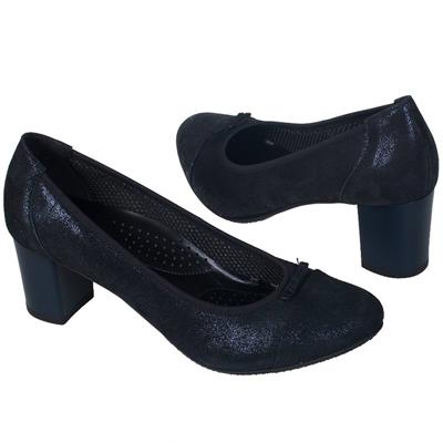 Женские туфли с лазерной обработкой на каблуке 6 см AN-3592 star blue